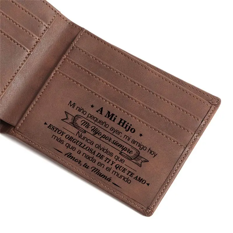 

A Mi Hijo Spain TO My Son Mens Wallet Engraving Engraved Purse PU Card Holder For Son Birthdays Christmas Gift