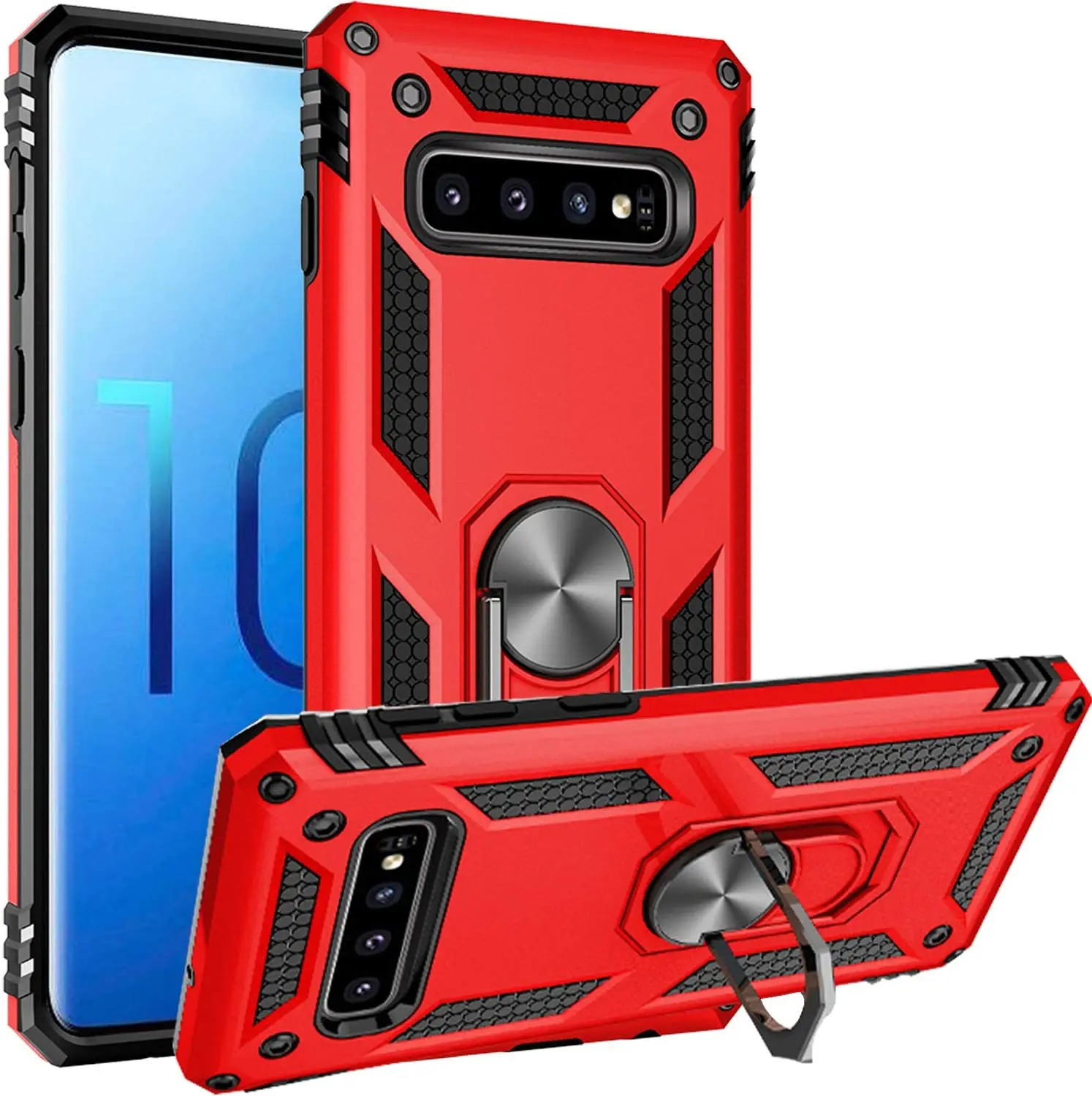 for Samsung S10e S10+ S10 Case for Samsung Galaxy S10 Plus Protector Armor Military Shockproof Magnet Car Holder Ring Case Cover