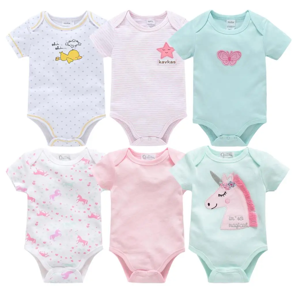 6PCS Newborn Baby summer rompers 100% Cotton Infant Body Short Sleeve baby Jumpsuit Cartoon ropa bebe Baby Boy Girl clothes