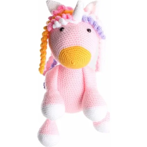 Amigurumi Organic Hand-Knitted Cute Pink Unicorn Sleep and Playmate