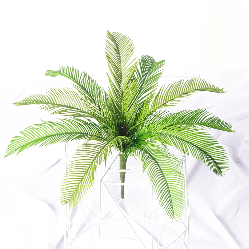 45cm Artificial Palm Tree Tropical Plants Plastic Palm Leaves Green Monstera Fake Coconut Leafs For Home Office Wedding Decor