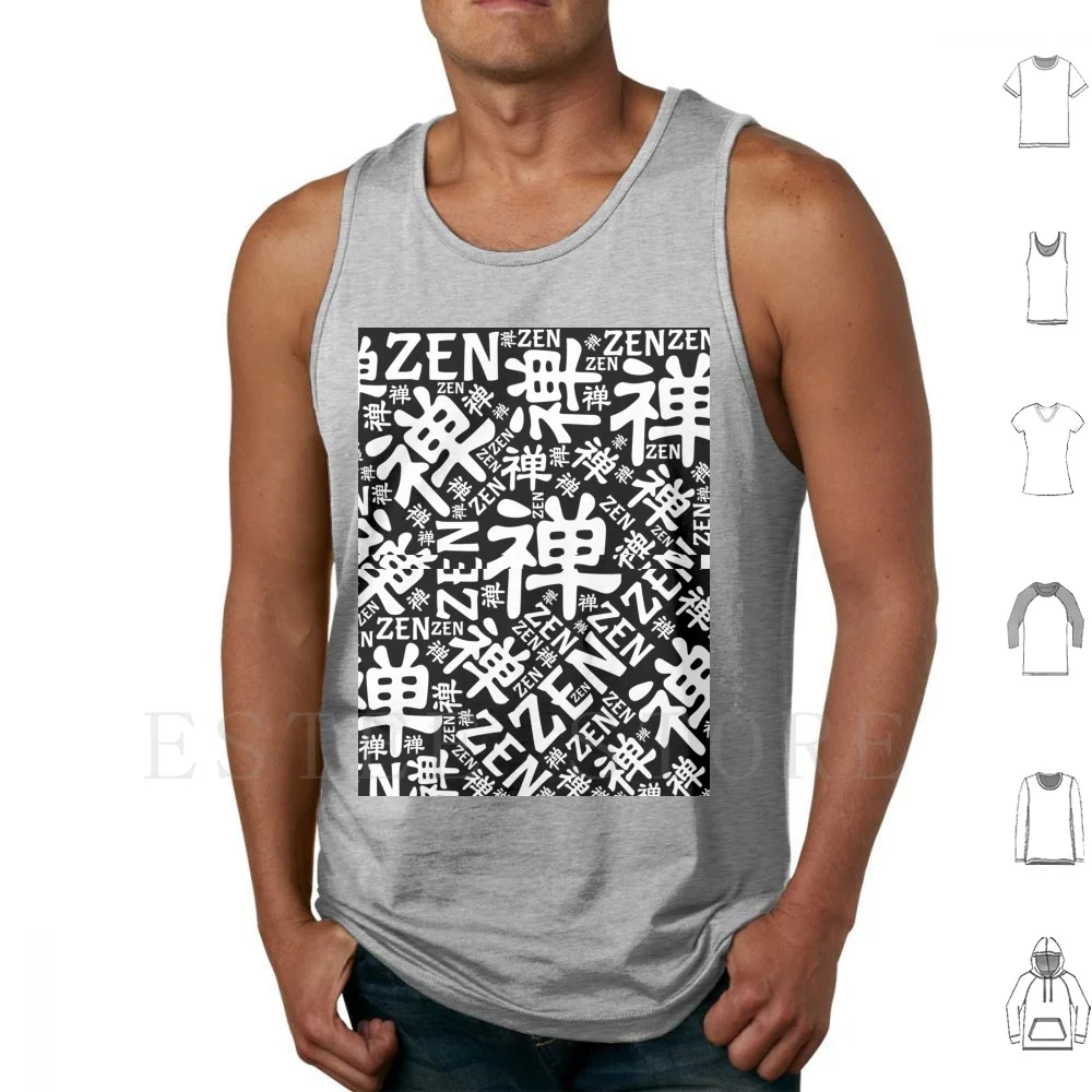 Zen Symbol And Word Pattern Black And White Tank Tops Vest Zen Symbol Kanji Zen Zen Buddhism Zen Circle Zen Kanji