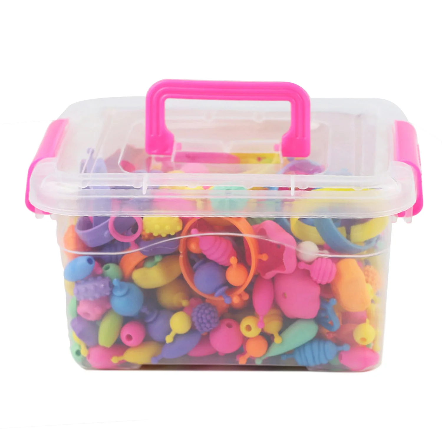 Besegad-Assorted Shapes Plastic Pop Beads, conjunto de jóias coloridas para crianças, meninas brinquedos, presentes DIY, colares manuais Making, 485pcs