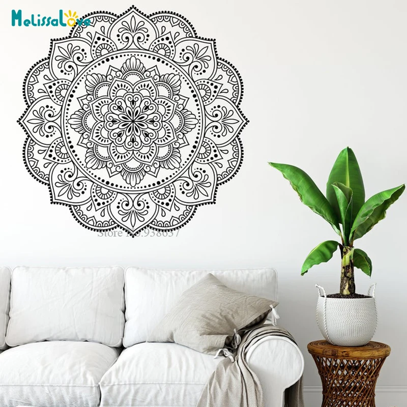 Duża Mandala Wall Art Naklejka Studio Jogi Dekoracja Kwiat Mandala Sypialnia Pokój dzienny Wystrój Tapeta BA697-1 — zdjęcie 5