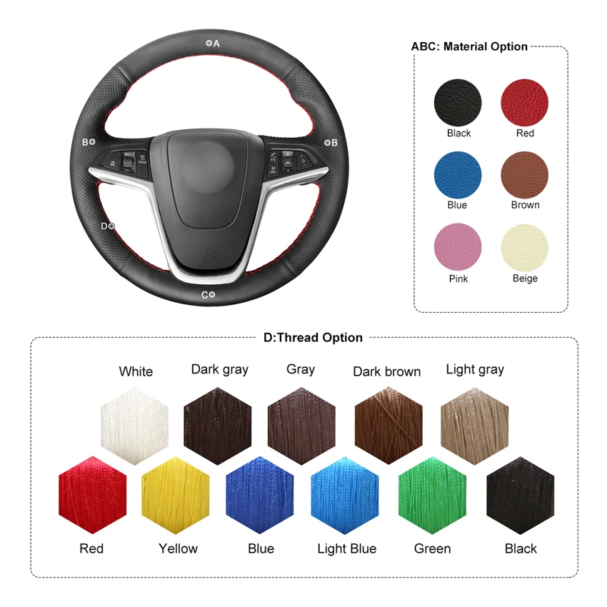 MEWANT Black Artificial Leather Steering Wheel Cover for Opel Astra J Mokka X Zafira C Insignia A CT Ampera I Cascada Meriva B