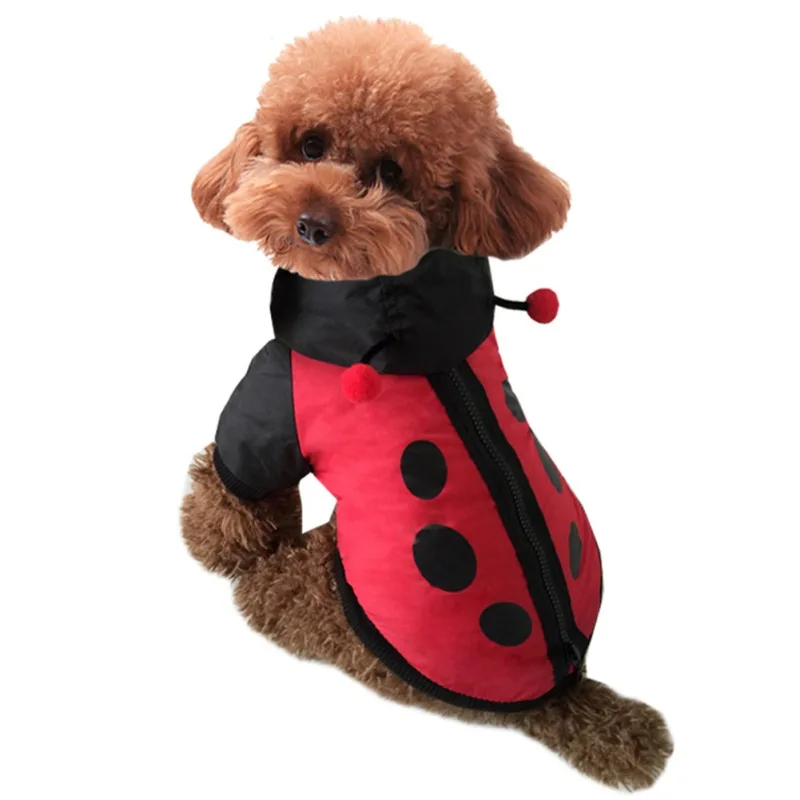 Winter Pet Dog Clothes for Small Medium Dogs Clothing Halloween Ladybug Hoodie for Dog Costume Outfits Puppy Cat Coat