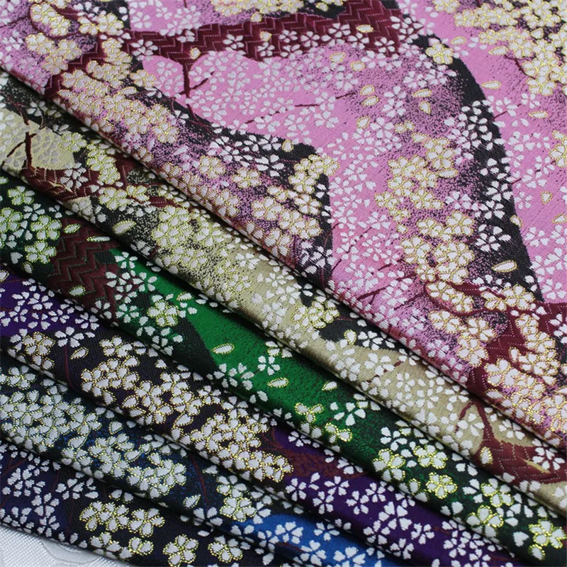 

CF635 Japanese Sakura Fabrics For The Kimono Silk Brocade Fabric Home Textiles Decoration Fabrics Handbag DIY Fabric