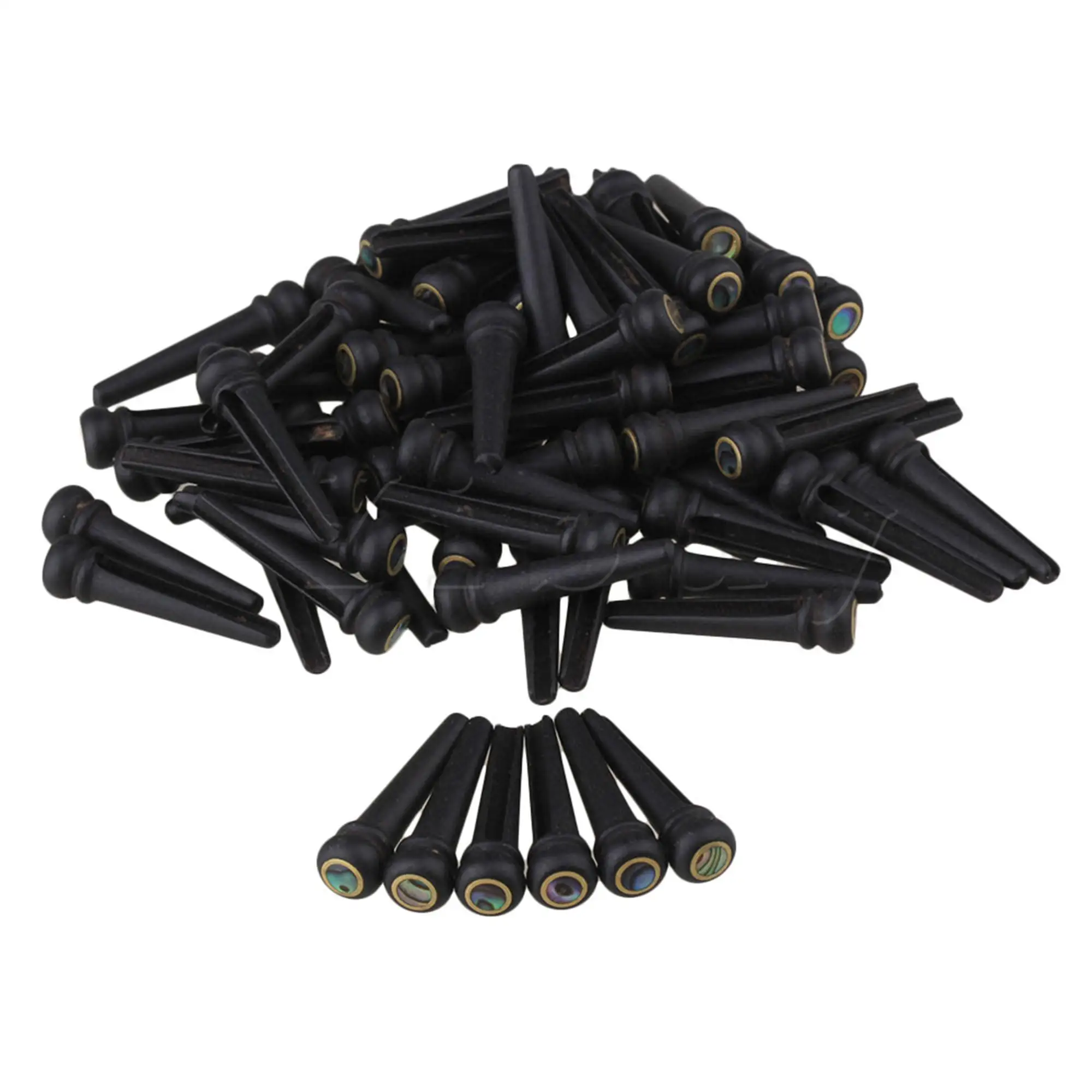 

60PCS Black Ebony Bridge End Pins with Abalone Dot for Acoustic Guitar H06