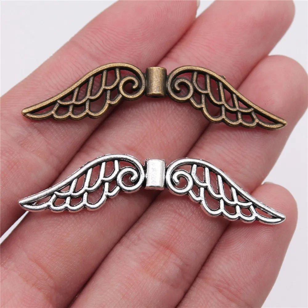 

60pcs 52x12mm Angel Wings Spacer Beads Wing Small Hole Beads Wings Beads Charm For Jewelry Making