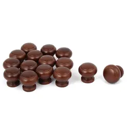 uxcell 15pcs Home Cabinet Drawer Wooden Wood Pull Knob Grab Handle Dark Brown 27mmx25mm