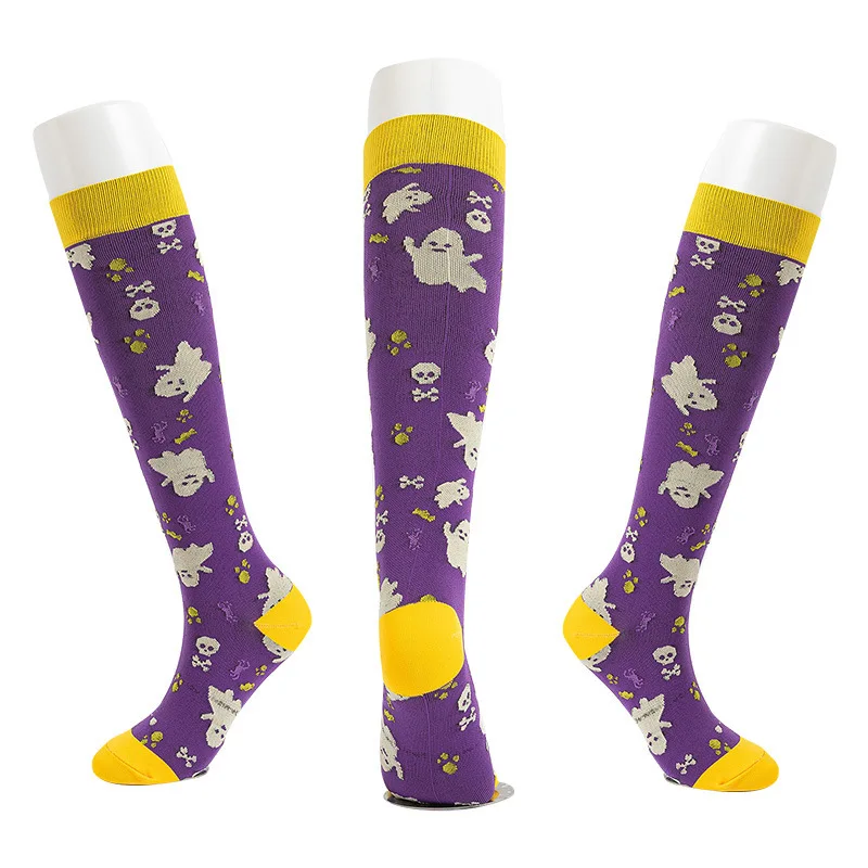 Halloween Compression Sock One Pair Owl Pumpkin Skull Sport Sock Cycling Women Men Hiking Sock Sport