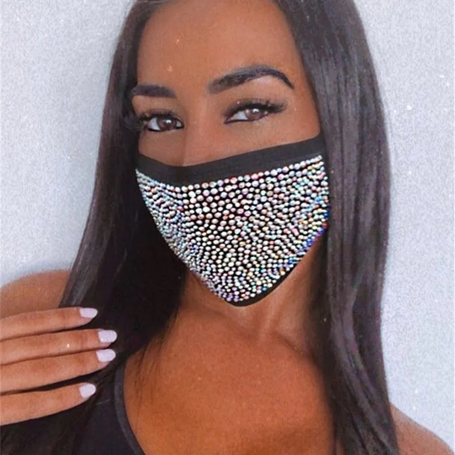 New Crystal Masquerade Face Mask for Female Vintage Party Accessories Rhinestone Mouth Mask Popular Party Nightclub Jewelry 2021