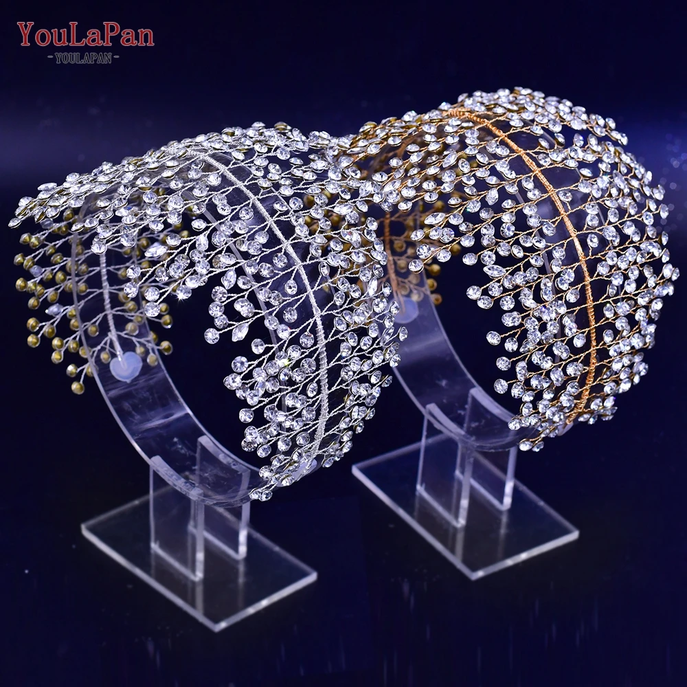 YouLaPan – diadèmes et couronnes en strass de cristal faits à la main HP258, serre-tête de mariage, pièce de cheveux de mariée, accessoire de spectacle de bal