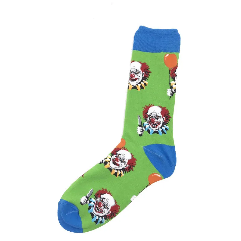 New  Autumn Winter Socks Men Funny Cartoon Cat Monkey Clown Pattern Happy Socks Casual Combed Cotton Calcetines Hombre