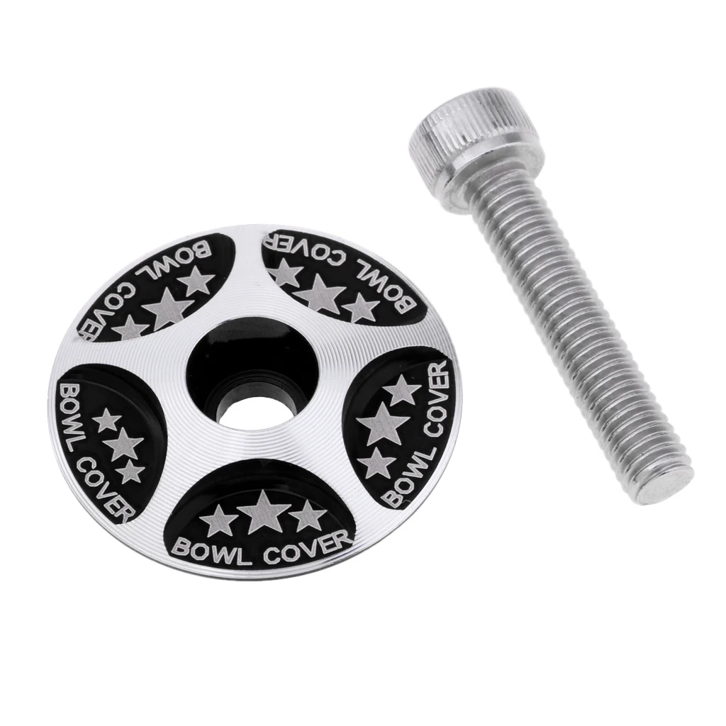 MTB Mountain Road Bike Bicycle Aluminum Alloy Headset Stem Top Cap Cover with Bolt Screw for 28.6mm 1 1/8