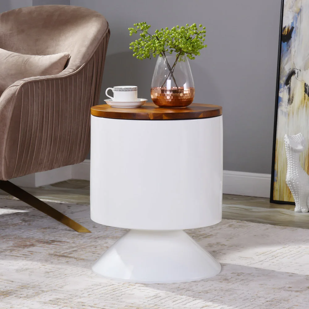 Nordic side table sofa-corner table cup shaped coffee table home furnitures fiber glass solid wood white bedroom tables