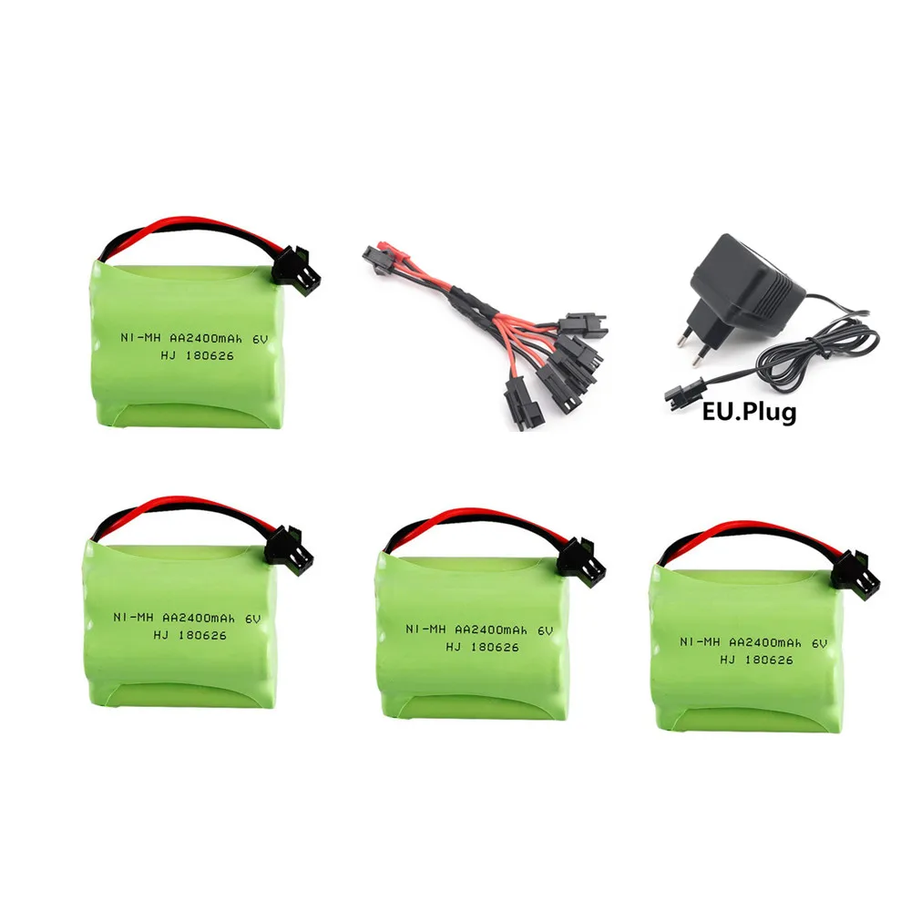 6v 2400mah Ni-MH Battery + Charger set For Rc toys Cars Boats Guns Tanks Robots Trucks AA 6v Rechargeable Battery Pack 1 to 5pcs