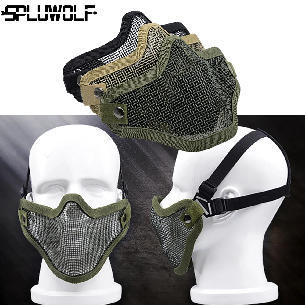 Tactical Hunting Sport Protection Metal Steel Net Mesh Half Face Guard Mask Cover Military Face Cover