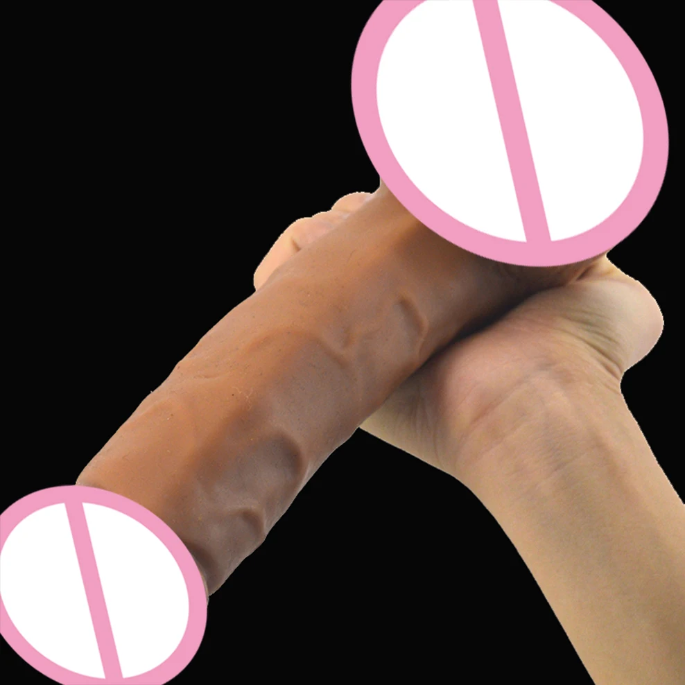 FAAK double layer silicone realistic dildo male penis skin touch big cock suction flexible fake dick sex toys for women sex shop