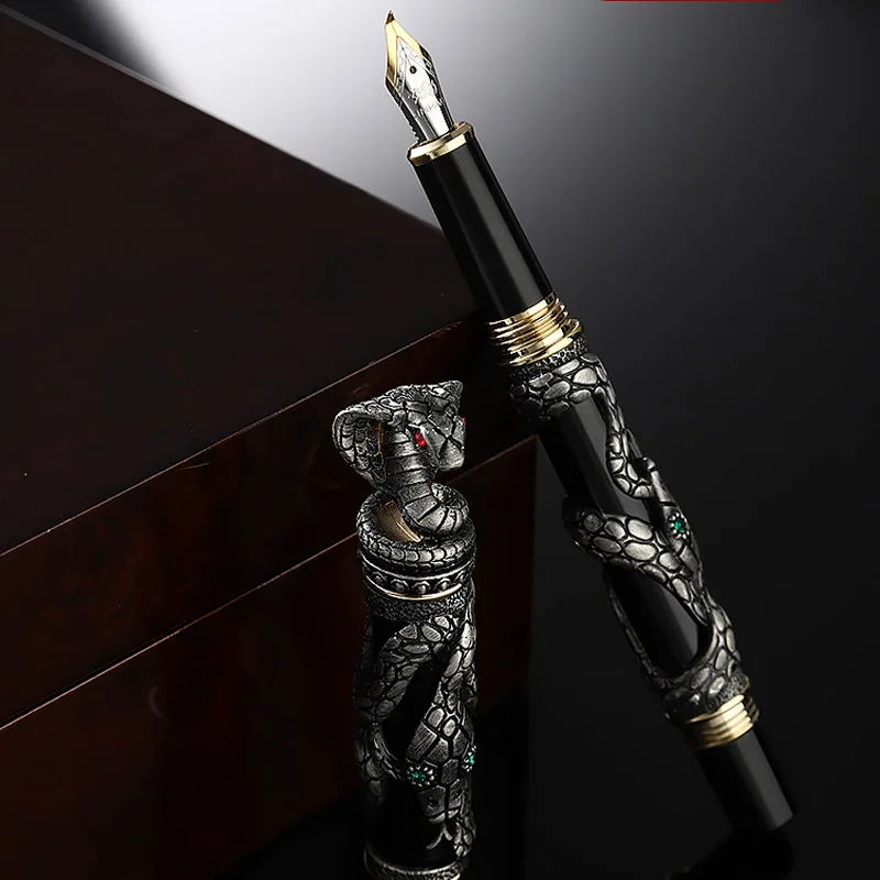 luxury METAL JinHao cobra Emboss Fountain pen Gun gray glasses snake Stationery Office Supplies