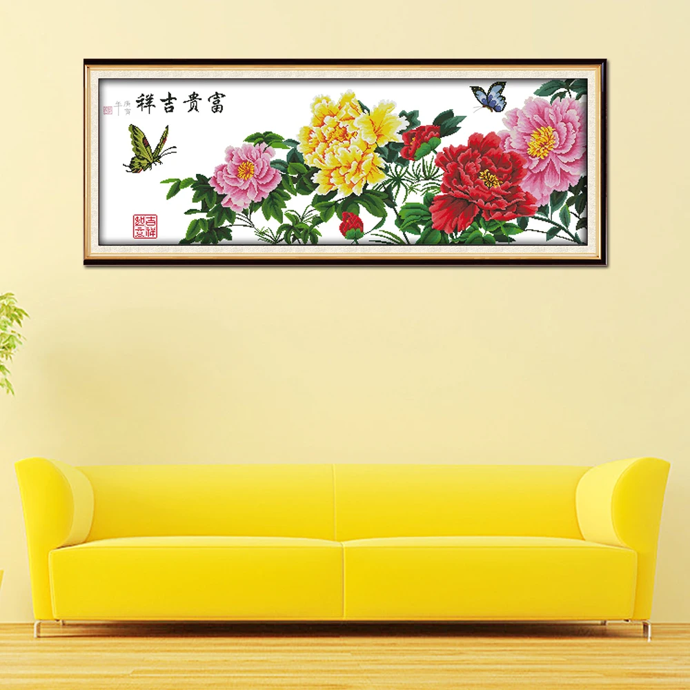 Joy Sunday Peony Chinese Home Decor, Bring Wealth and Good Fortune, Needlepoint Embroidery, DIY Cross Stitch Kits, Z623