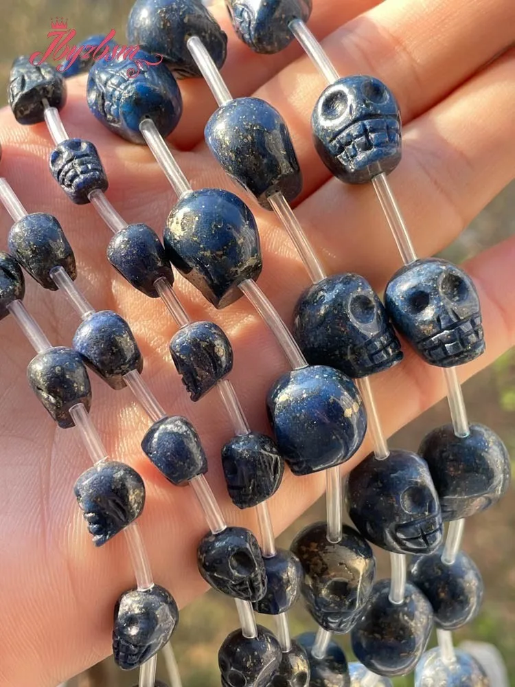 Skull Beads Blue Lazuli Lapis Beads Natural Stone for DIY Accessories Charms Pendant Necklace Bracelet Jewelry Making 15