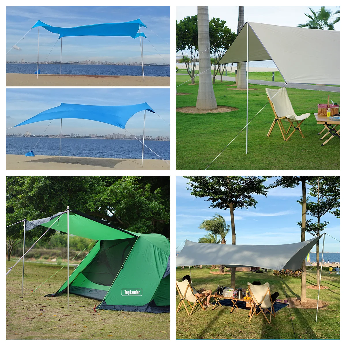 Bâtons de Bâche en Alliage pour Camping, Randonnée, Tente de Plage, Cadre de Bâton Rétractable, Tiges de Support, 1.9m