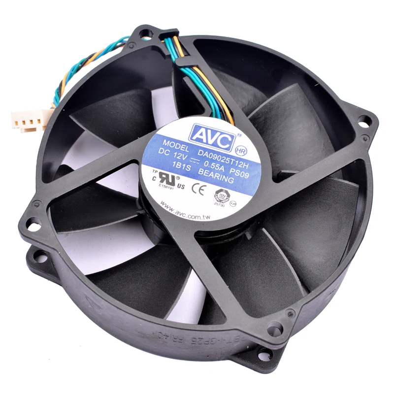 DA09025T12H hole pitch 71.5mm 8cm 9cm 92mm fan DC12V 0.55A ball bearing 4 lines pwm suitable for CPU cooler replacement fan