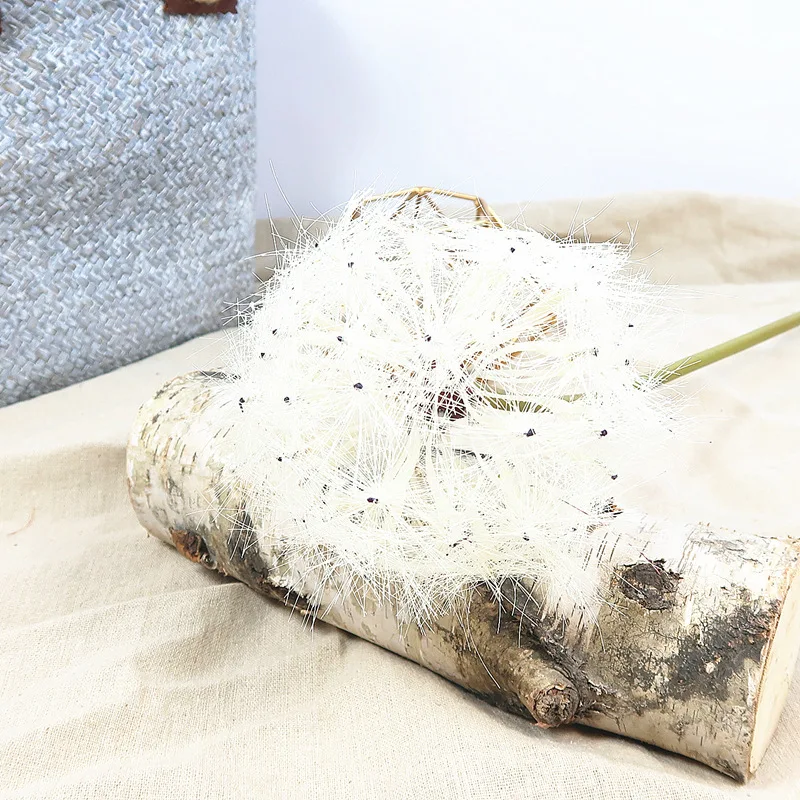 Fake white flower artificial dandelion ball branch garden wedding party home decoration