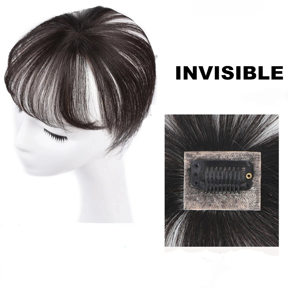 Anemone 3D Natural Human Hair Fringe Clip Ins Bangs Transparent Lace Air Bangs Brazilian Hair Non-remy Hair For Women