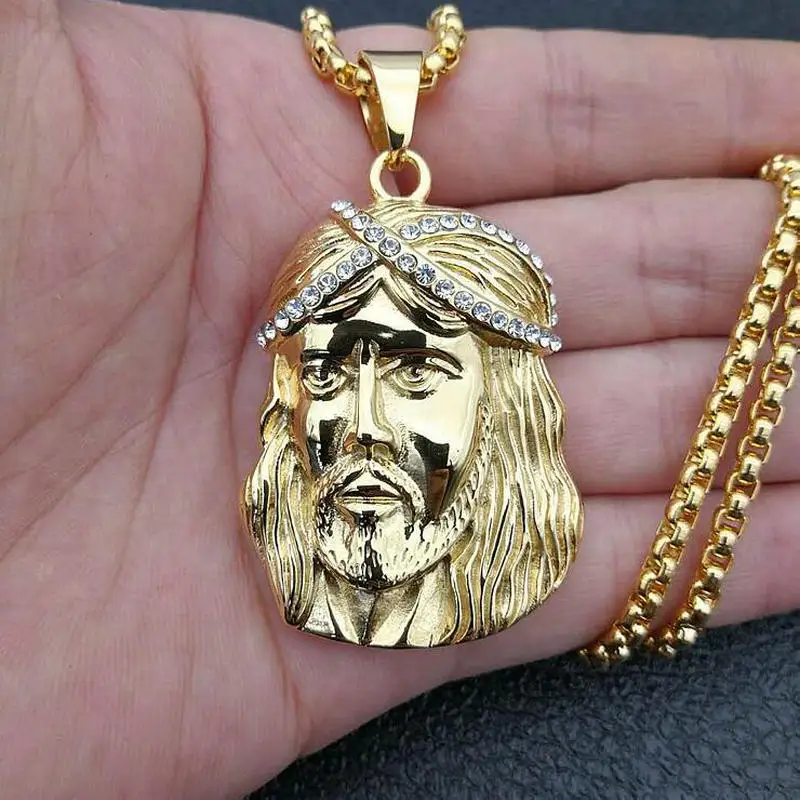 Men\'s Jesus Christ Portrait Pendant Necklace Stainless Steel Religious Symbol Jewelry for Faith And Fashion