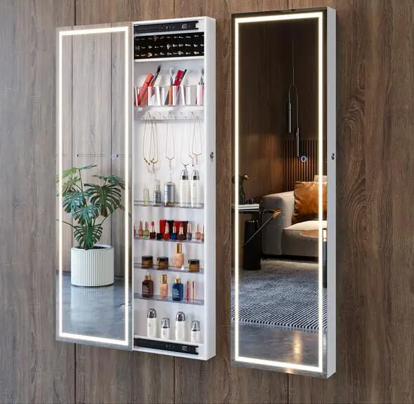 Side-pull full-length mirror wall-mounted side push-pull full-length mirror storage locker mirror