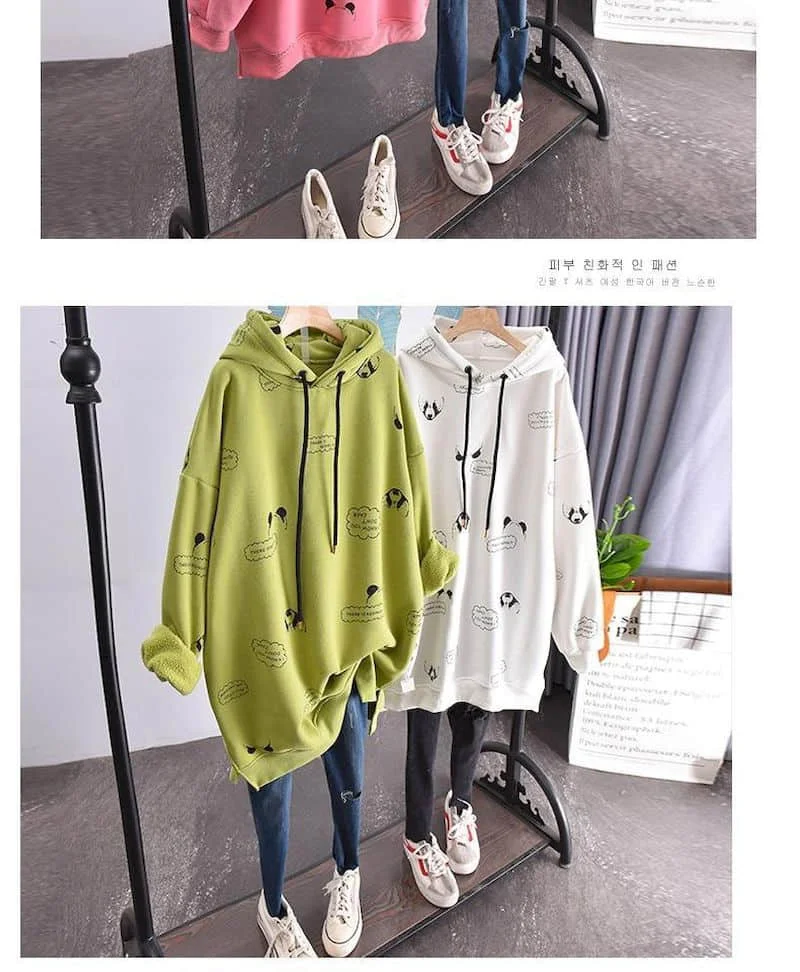 2025 New Large Size Plus Velvet Hoodies Women Loose Korean Style