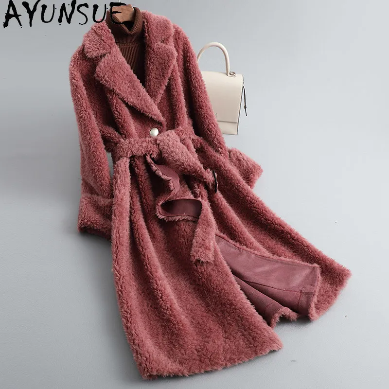 

AYUNSUE Real Fur Coat Female 100% Wool Winter Coats Women clothes 2020 Long Woman Jacket Korean Style Clothes Mulheres Casacos 6