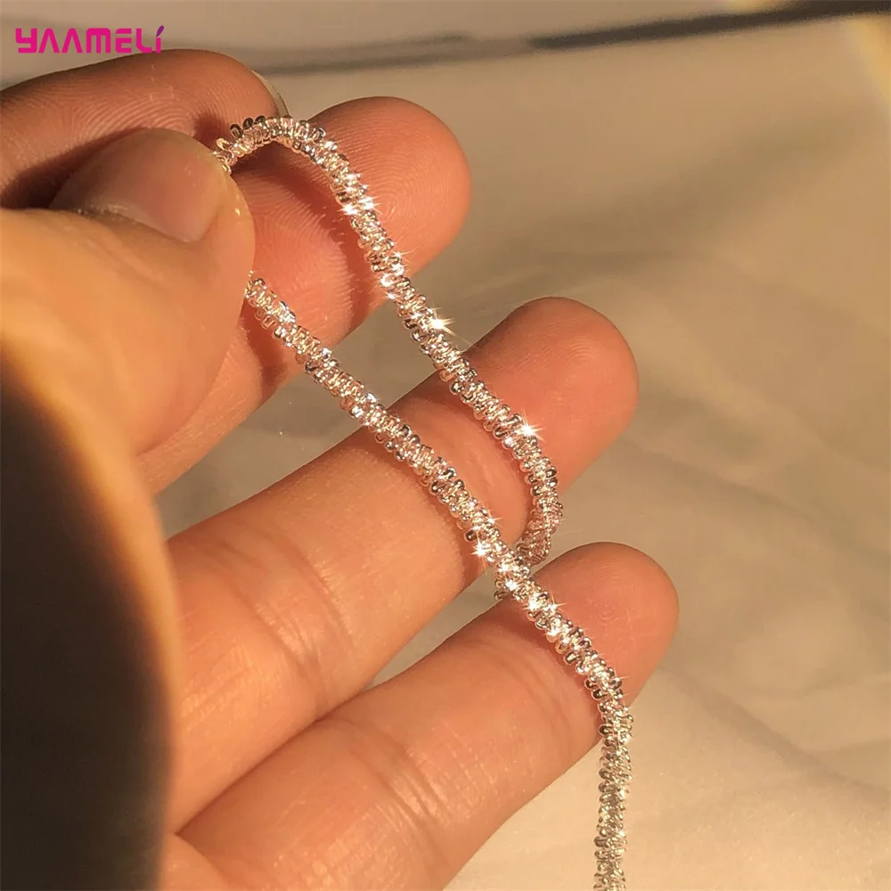 New Arrival 925 Sterling Silver Sparkling Bracelet Simple Style Chains Design Bangles Female Women Fashion Fine Jewelry