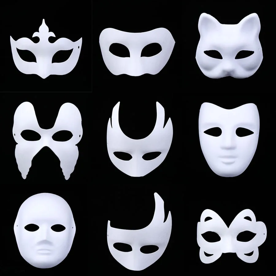 

20pcs DIY Painting Pulp Blank White Face Masquerade Party Masks Costume Props for Men Women Kids Navidad Wedding Festival