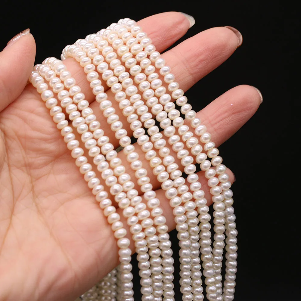 Natural Freshwater White Pearls Loose Beads Vertical Perforated Beads 4-5mm For Jewelry Making Necklace Accessories