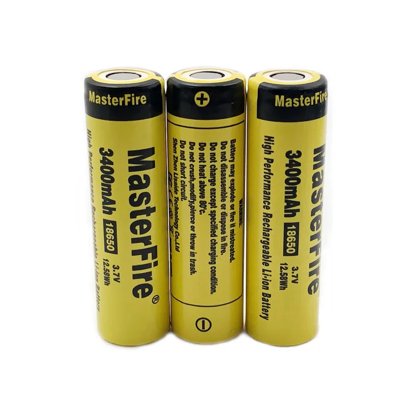 Wholesale MasterFire Original 3.7V 12.58Wh 3400mah 18650 High Performance Rechargeable Lithium Battery Laptop Batteries Cell