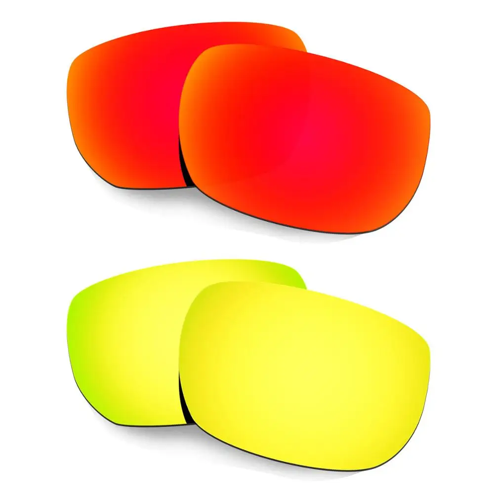 

HKUCO For Style Switch Sunglasses Polarized Replacement Lenses 2 Pairs Red & Gold