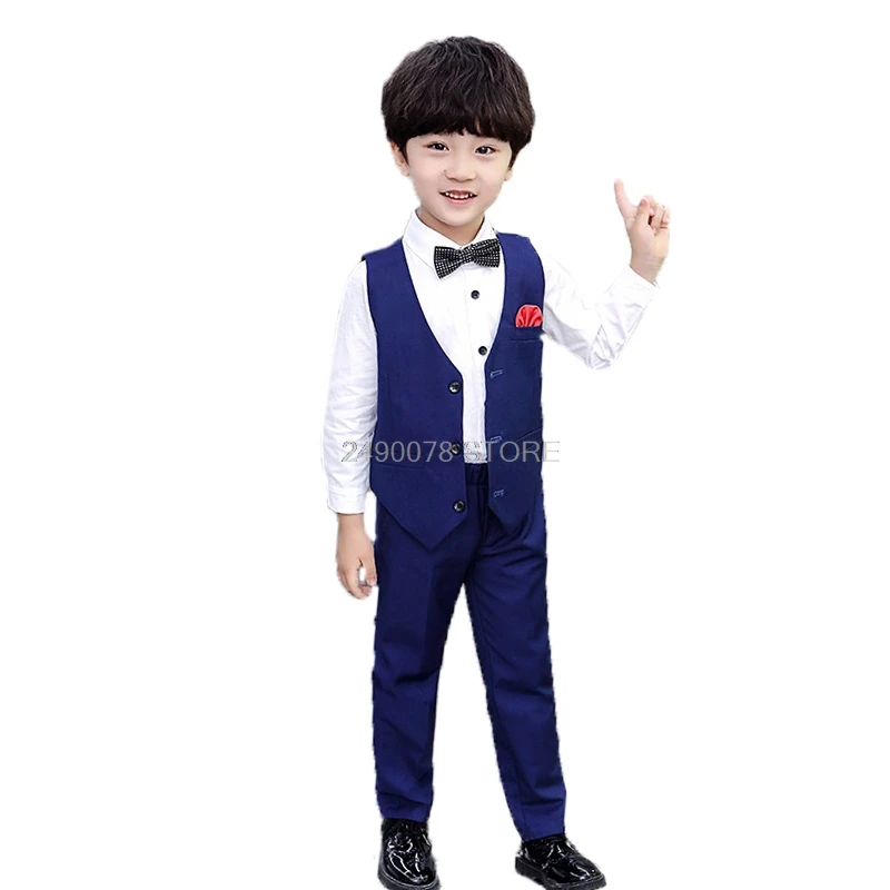 

Boys Formal Suit Kids Birthday Wedding Party Dress Gentleman Vest + Pants 2pcs Clothing Set School Performance Costume