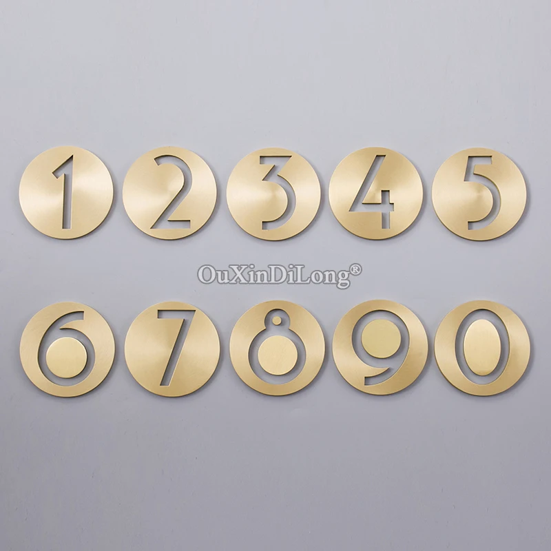 

High Quality Brass Round House Number Digits 0~9 Door Plaque Sign Wall Decor Villa Home Hotel Door Plates House Signs Decoration