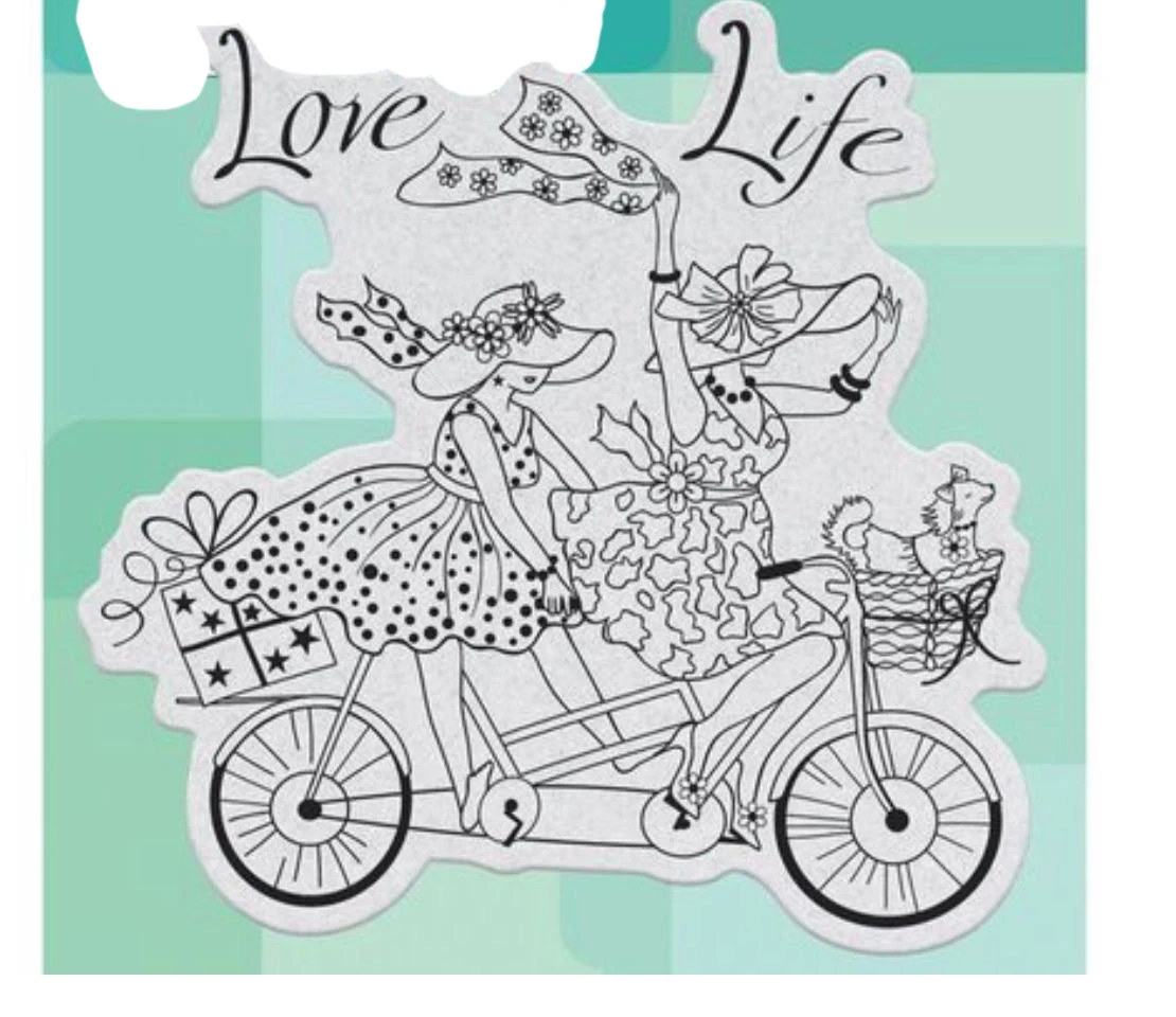 Women On Cycles Transparent Silicone Rubber Stamp And Metal Die Sheet Cling Scrapbooking DIY Cute Pattern Photo Album