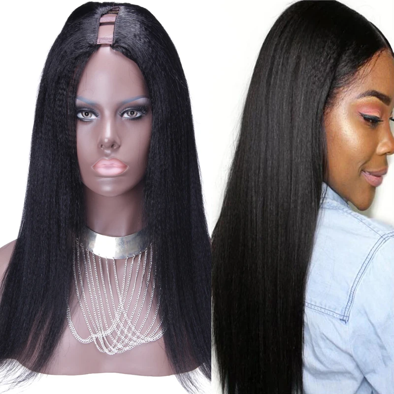 Cassiopeia Hair 30inch 180% Density U Part Wig Human Hair Yaki Straight Human Hair Wig Brazilian Virgin Light Yaki Hair Wigs