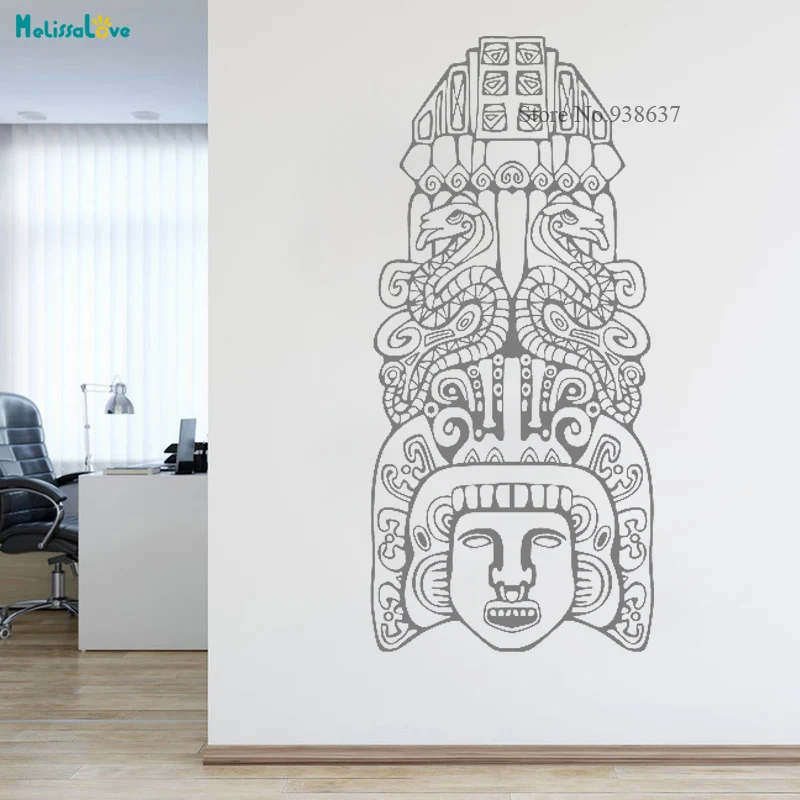 Large Size Sticker North American Aztec Totem Poles Museum Decor Mural Vinyl Wall Stickers Waterproof Removable BA955