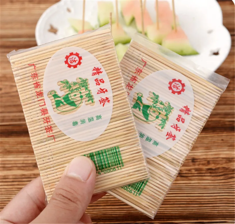 200PCS/Box Bamboo Toothpick Disposable Natural Toothpicks Family Restaurant Accessories Fruit Single Sharp Tooth Sticks