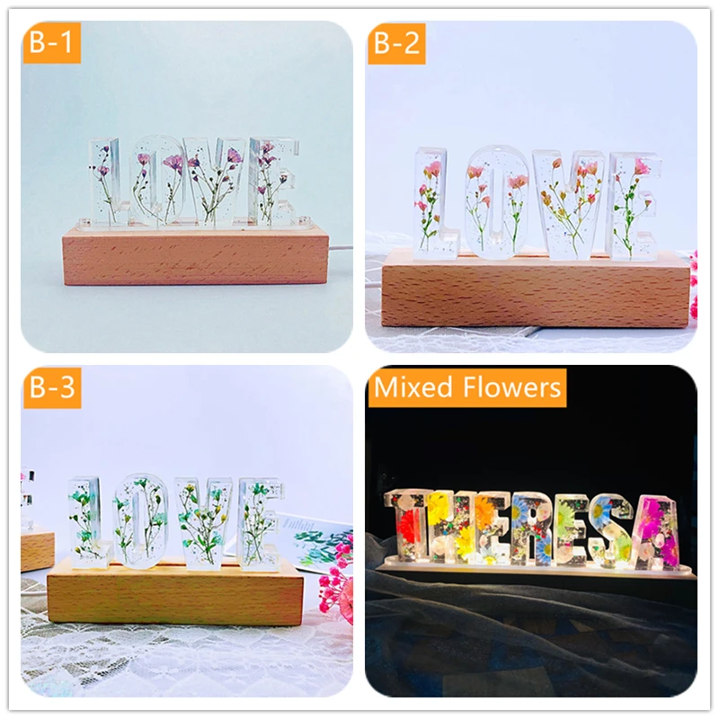 Alphabet-Custom Eternal Flower LED Night Light USB Letter Led Dried Decorative Lamp For Lover Wife Girlfriend Anniversary Gift