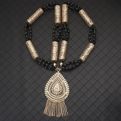 Ethinic Long Chain Necklace for Women Algeria Beads Necklace Pendant for Caftan Dress Luxury Bridal Long Necklace