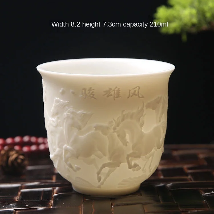 

Tea set mutton fat jade tea cup Kung Fu tea cup Heart Sutra master cup white porcelain ceramic cup single cup tea bowl gift cup