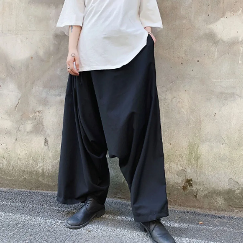 

Men's trousers spring and autumn loose crotch pants culottes leisure harem pants large size harem pants black