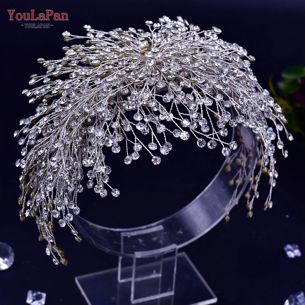 TOPQUEEN Luxury Bridal Headband Wedding Hair Accessories Crystal Hair Pieces for Braids Women Tiara and Crown for Party  HP431